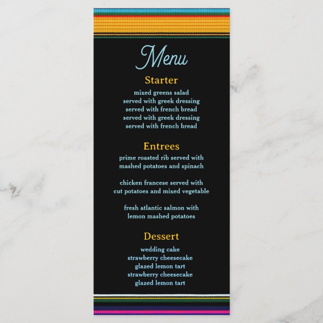 Menu Casamento de flores mexicanas modernas (Frente)