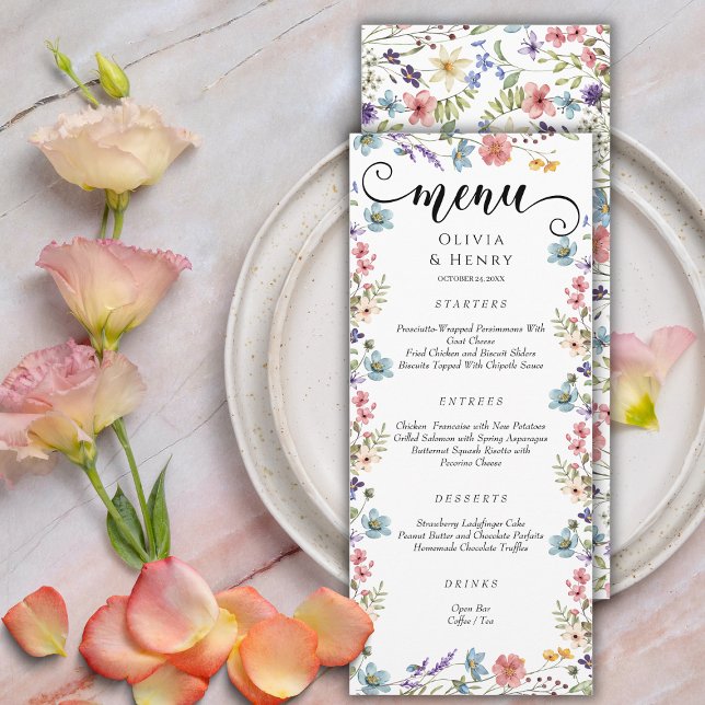 Menu Casamento de Flores Selvagens Primavera Simples El (Criador carregado)