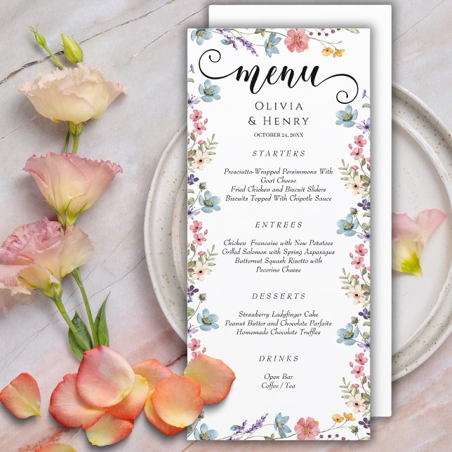 Menu Casamento de Flores Selvagens Primavera Simples El (Criador carregado)