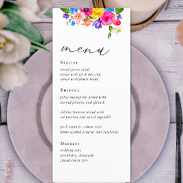 Menu Casamento de flores silvestres coloridas chic