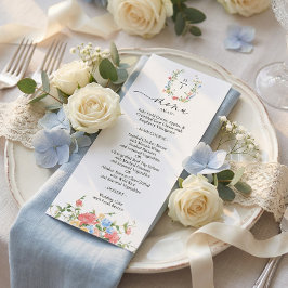 Menu Casamento de Flores Silvestres Coloridas e Elegant