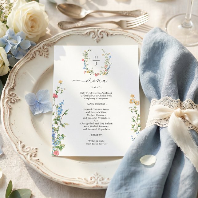 Menu Casamento de Flores Silvestres Colorido e Elegante (Criador carregado)