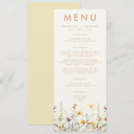 Menu Casamento de Flores Silvestres Rústicas