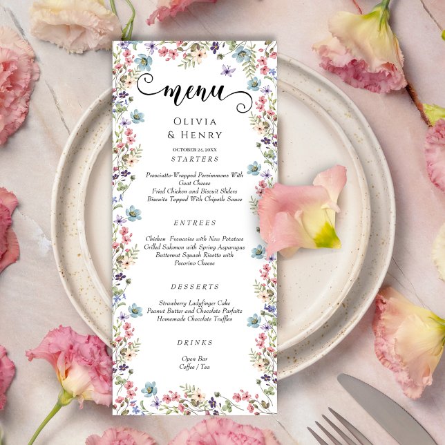 Menu Casamento de Flores Silvestres Rústicas Modernas (Criador carregado)