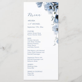 Menu Casamento de Flores Transparentes Azuis
