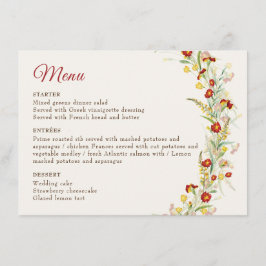 Menu Casamento de Folhagem Amarelo-Flor Selvagem Marigo