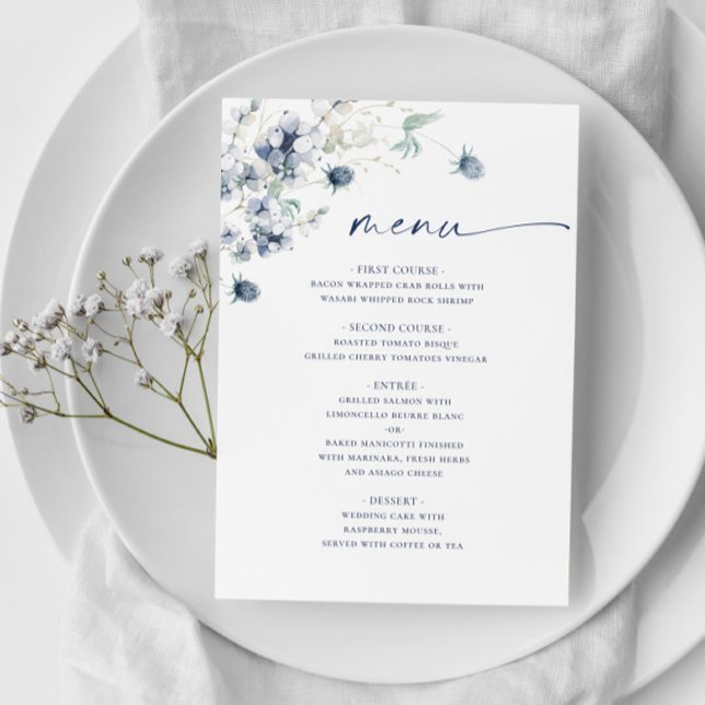 Menu Casamento de Folhagem de Inverno Elegante Dusty (Criador carregado)