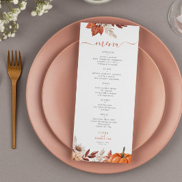 Menu Casamento de folhagem de terracotta no outono mode