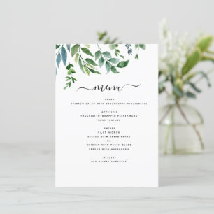 Menu Casamento de Folhagem de Verde Botânico
