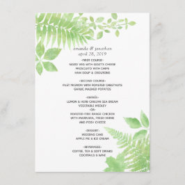 Menu Casamento de Folhagem de Watercolor Greenery