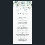 Menu Casamento de Folhagem Verde Elegante<br><div class="desc">Este cardápio de casamento apresenta cor d'água eucalipto,  verde botânico e folhas azuis-claras com caligrafia moderna.</div>