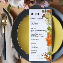 Menu Casamento de Folhas de Abóbora de Outono Elegante
