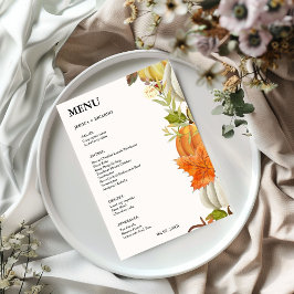 Menu Casamento de Folhas de Abóbora de Outono Elegante