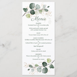 Menu Casamento de Folhas Douradas de Eucalyptus