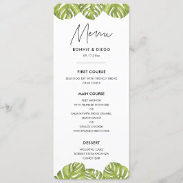 Menu Casamento de folhas verdes tropicais