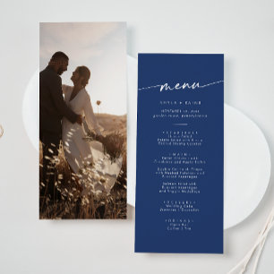 Menu Casamento de Foto Azul Real Boho Chic