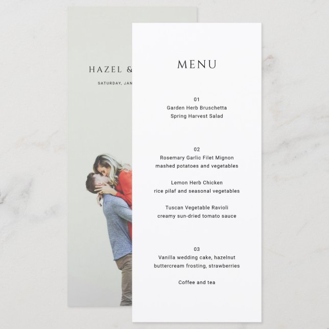 Menu Casamento de Foto Simples Moderna (Frente/Verso)
