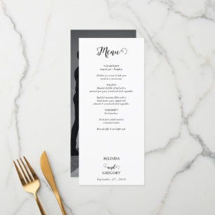 Menu Casamento de Fotografias do Casal de Script Branco