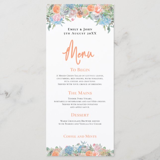 Menu Casamento de Fronteira de Folhas Corpóreas Legais (Frente)