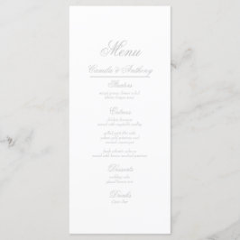Menu Casamento de Fronteira Floral de Prata