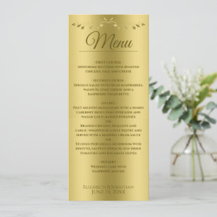 Menu Casamento de Gradiente Dourado Elegante e de Filig