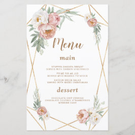 Menu Casamento de Grama de Pampas Florais Cor-de-Á