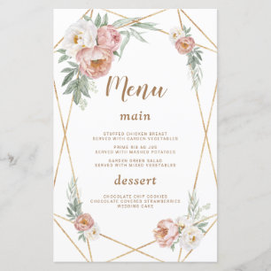 Menu Casamento de Grama de Pampas Florais Cor-de-Á