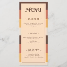 Menu Casamento de Groovy Anos setenta com distribuição 