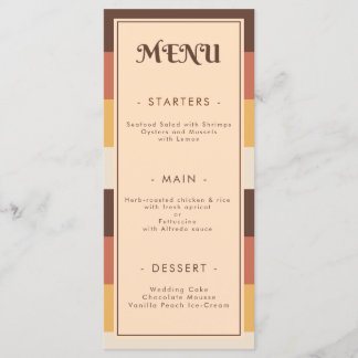 Menu Casamento de Groovy Anos setenta com distribuição