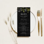 Menu Casamento de Halloween Gótico<br><div class="desc">Menu de casamento do tema do Dia das Bruxas Gótico com ilustração de rosas pretos. Este design de safra é perfeito para um sanduíche!</div>