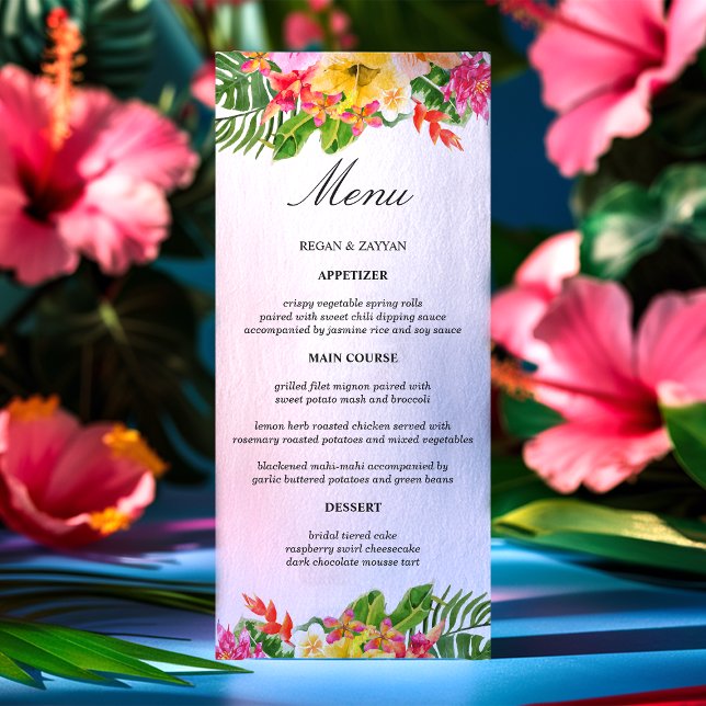 Menu Casamento de Hibisco Tropical com Palmeiras Florai (Criador carregado)