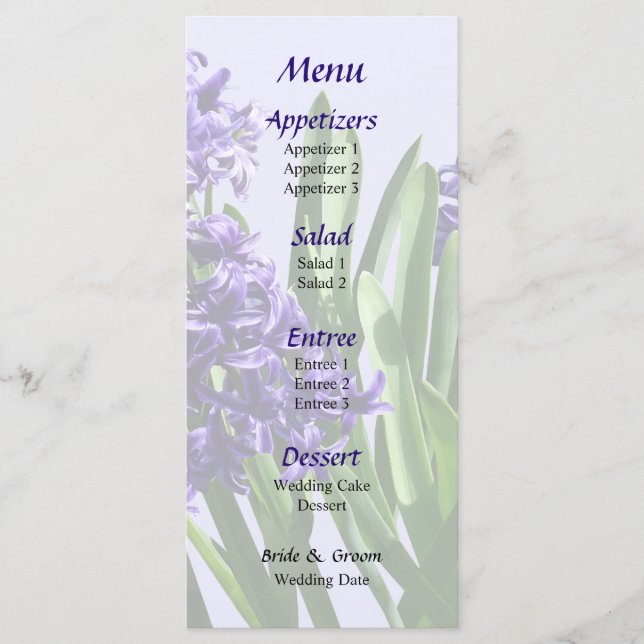 Menu Casamento de Higiene Roxo (Frente)