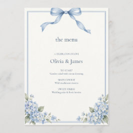 Menu Casamento de Hortênsia com Laço Azul Empoeirado