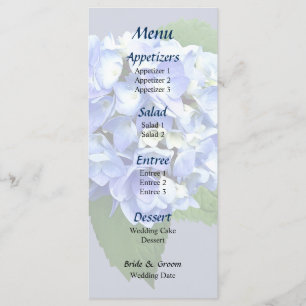 Menu Casamento de Hydrangea Azul e Roxo