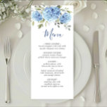 Menu Casamento de Hydrangea Azul Elegante<br><div class="desc">Para mais personalização,  clique no link "personalizar mais" e use nossa ferramenta design para modificar esse modelo.</div>