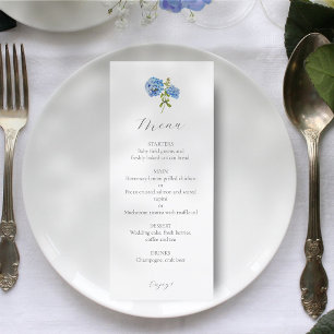 Menu Casamento de Hydrangea Branco e Azul