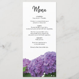 Menu Casamento de Hydrangea Púrpura Elegante