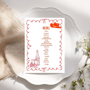 Menu Casamento de ilustração de Scribble Western desenh