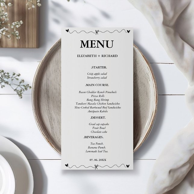 Menu Casamento de ilustração preto desenhado à mão (Criador carregado)
