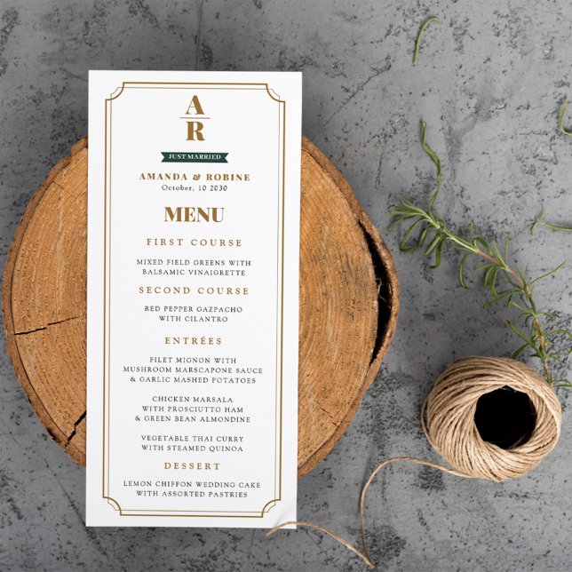 Menu Casamento de Iniciais Modernos da Elegance (Criador carregado)