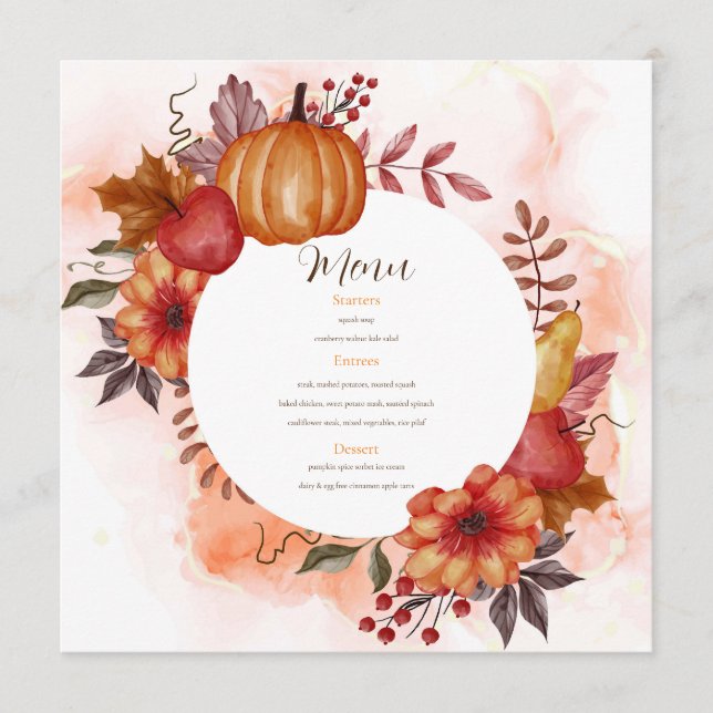 Menu Casamento de Jantar Almoço Outono Abóbora Apaixona (Frente)