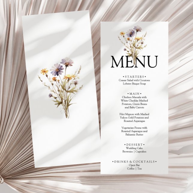 Menu Casamento de Janto Jardim Floral de Bright Roxo El (Criador carregado)