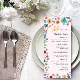 Menu Casamento de Jardim Botânico de Flor Selvagem de B