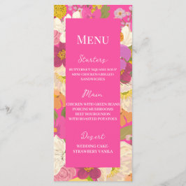 Menu Casamento de Jardim Floral de Verão Rosa