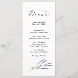 Menu Casamento de Lavanda de Aquarela