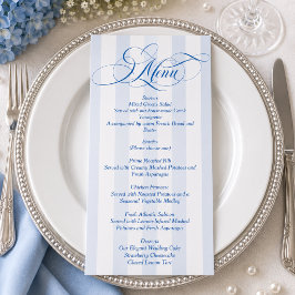 Menu Casamento de Letra Simples Azul Elegante