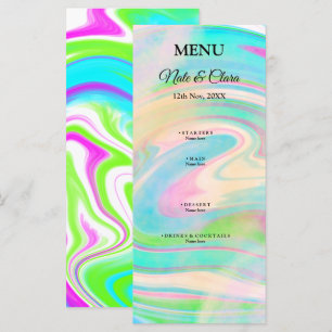 Menu Casamento de líquido acrílico pintado colorido