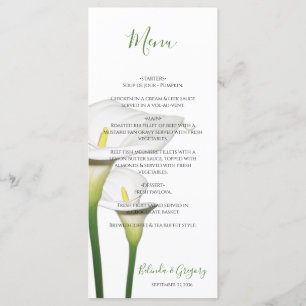 Menu Casamento de Lírios de Calla Branca Elegante