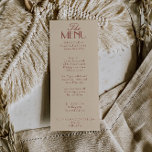 Menu Casamento de Luxo Boho Antigo Dinheiro Terracota C<br><div class="desc">Um cardápio de jantar de casamento boho luxuoso e retrô. Que apresenta um design de modelo de terracota chique de dinheiro antigo vintage queimado laranja e bege fundo de dinheiro antigo e tipografia preta e cardápio chique. Perfeito e combinando com o conjunto todo.</div>