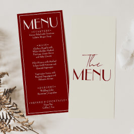 Menu Casamento de Luxo Retro Fancy Burgundy Antigo